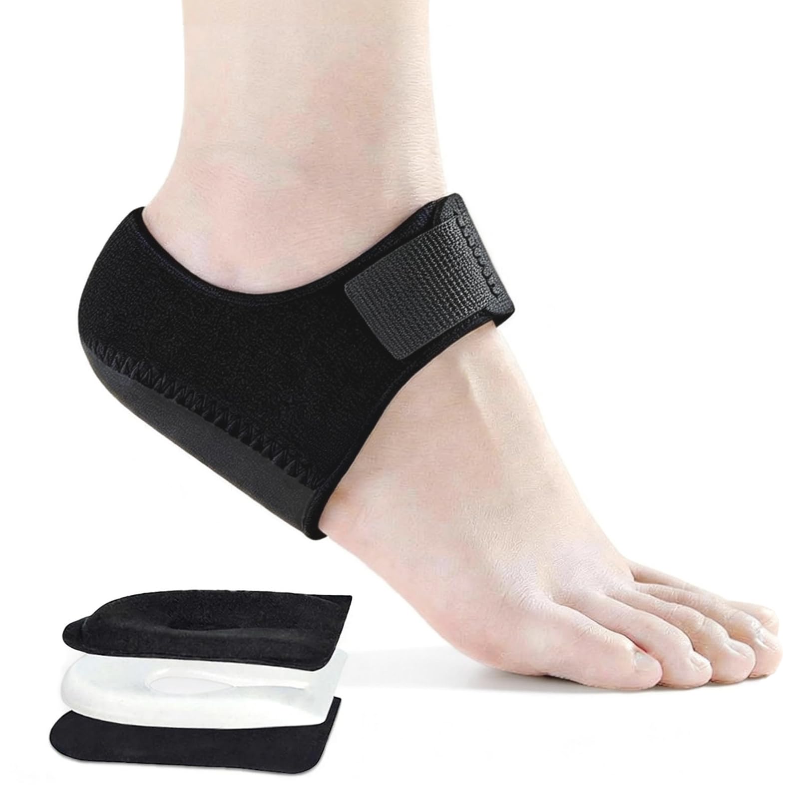 Gel Heel cups Silicon Heel Pad for Heel Ankle Pain - Premium Cushioning Foot Pads for Pain Relief, Comfortable Silicone Heel Pad for Women & Men, Ideal for Active Lifestyle Size S(Size L - Black PAIR)