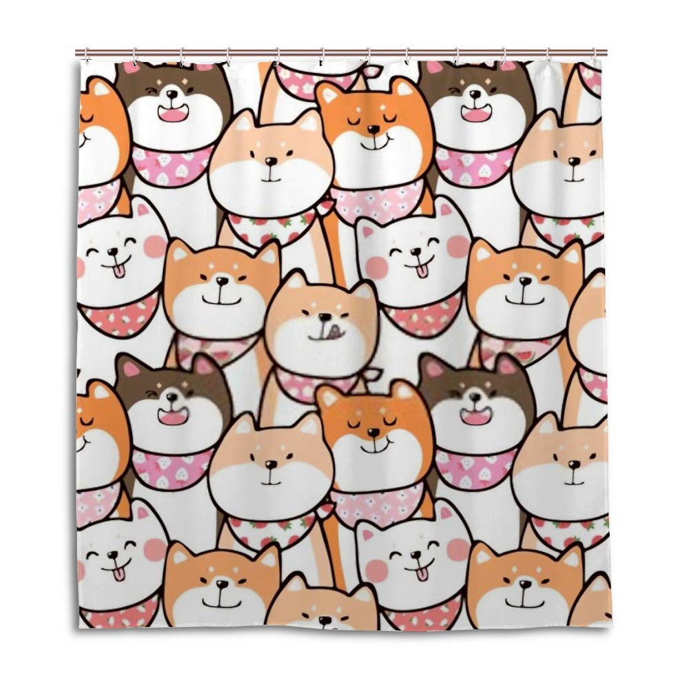 Rideau de douche Shiba Inu pour baignoire familiale et routine des enfants