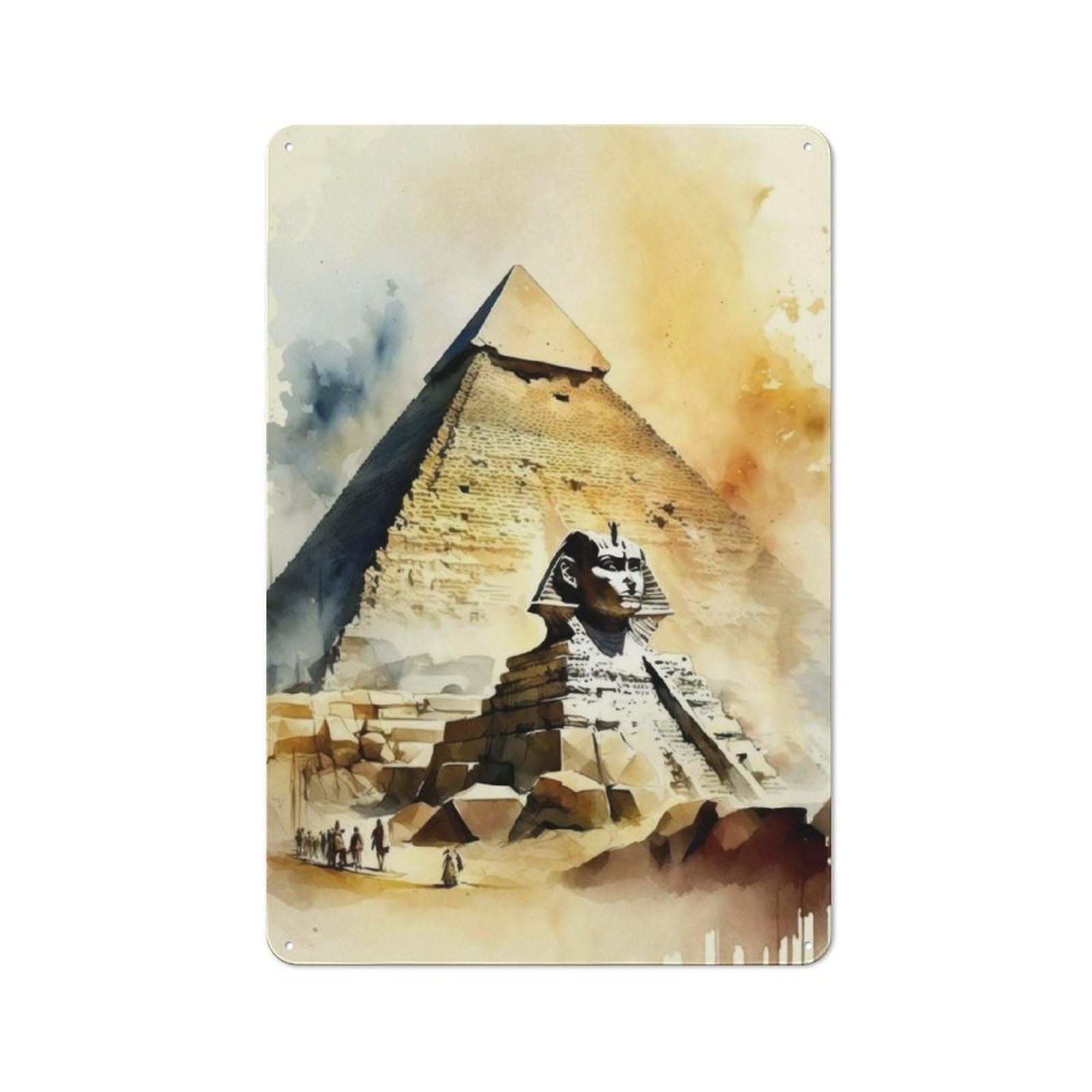 Junmoney Egyptian Pyramids In Water Bistro Style Bistro Metal Sign 30X20cm Featuring Shop Wall Decor For Takeaway, Bar, Kitchen Or Counter Area