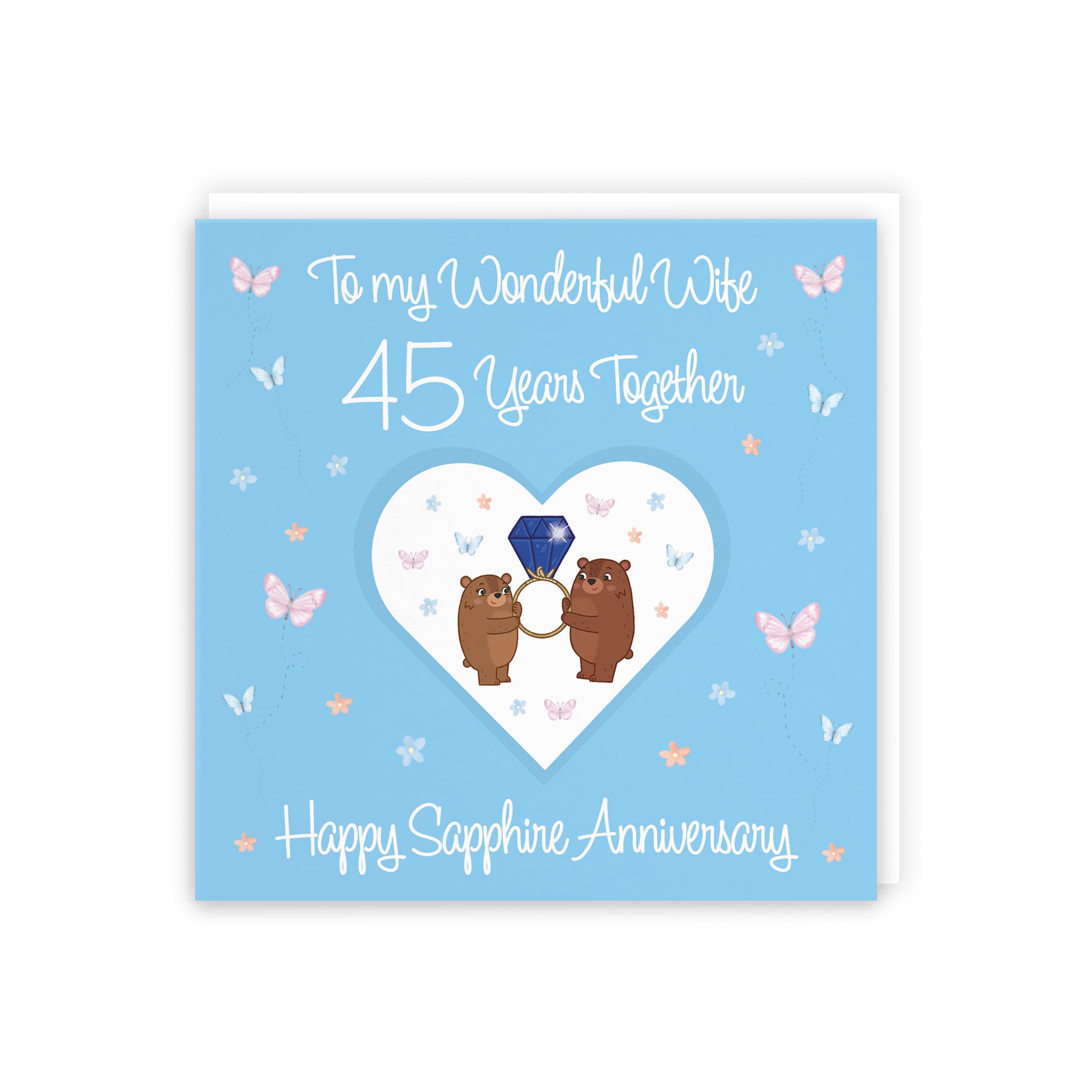 Hunts England, Wife 45th Anniversary Card, 45 Years, Sapphire Anniversary, Romantic Meadows, Fun Card - Image 3