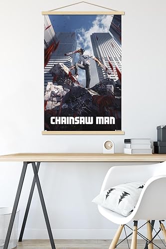 Miniatura 5 de Trends International Chainsaw Man - Póster de pared de arte clave, 22.37 x 34.00 pulgadas, paquete de impresión premium y colgador de madera de haya
