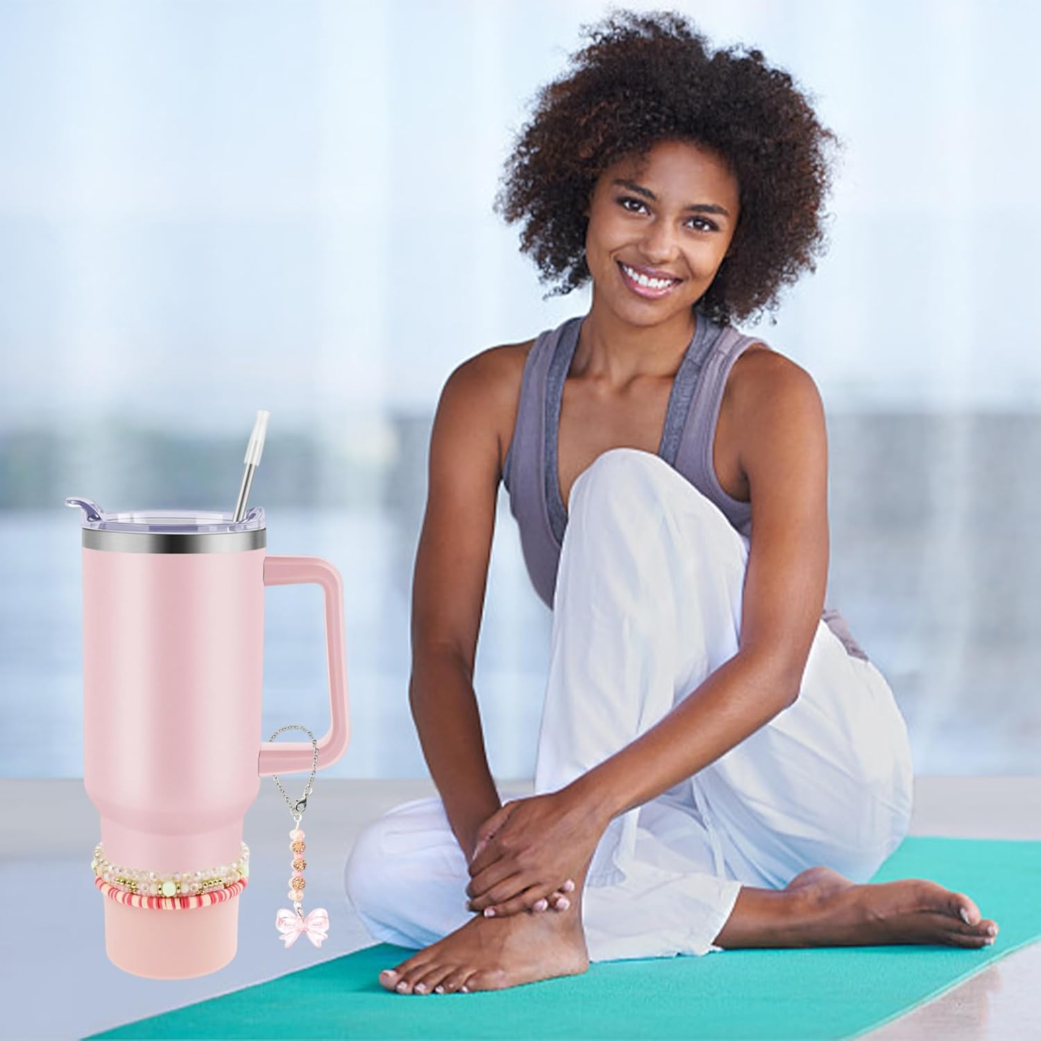 Bracelets for Stanley Cup Accessories, 5 Pcs for Stanley 40 oz&30 oz Tumbler with Handle, with Silicone Boot (Pink) - Image 6