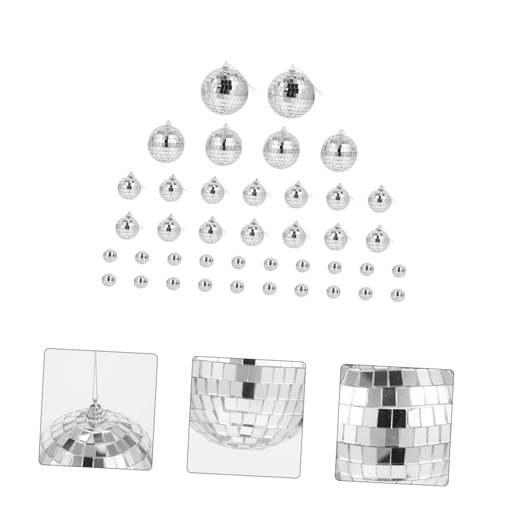 Boules à Facettes Disco Miroir 40 Pièces, Ornement Argenté
