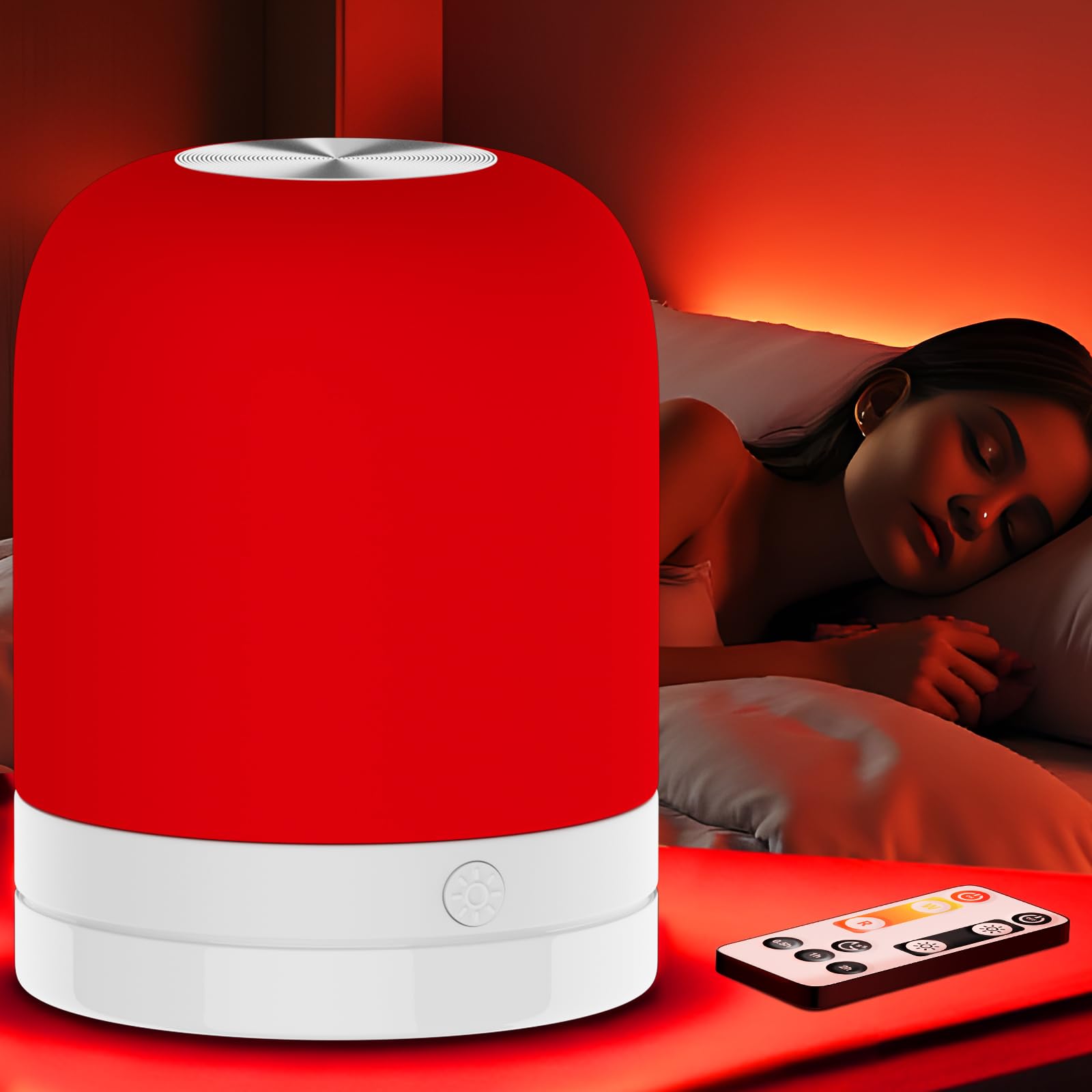 FUFTHY Red Light Therapy Sleep,Reds Nightlight with 670nm Wavelength Aid to Support Deep Relaxation,Touch Remote Control Red Light for Sleep Lamp Backed by Science for Adults & Kids Bedrooms