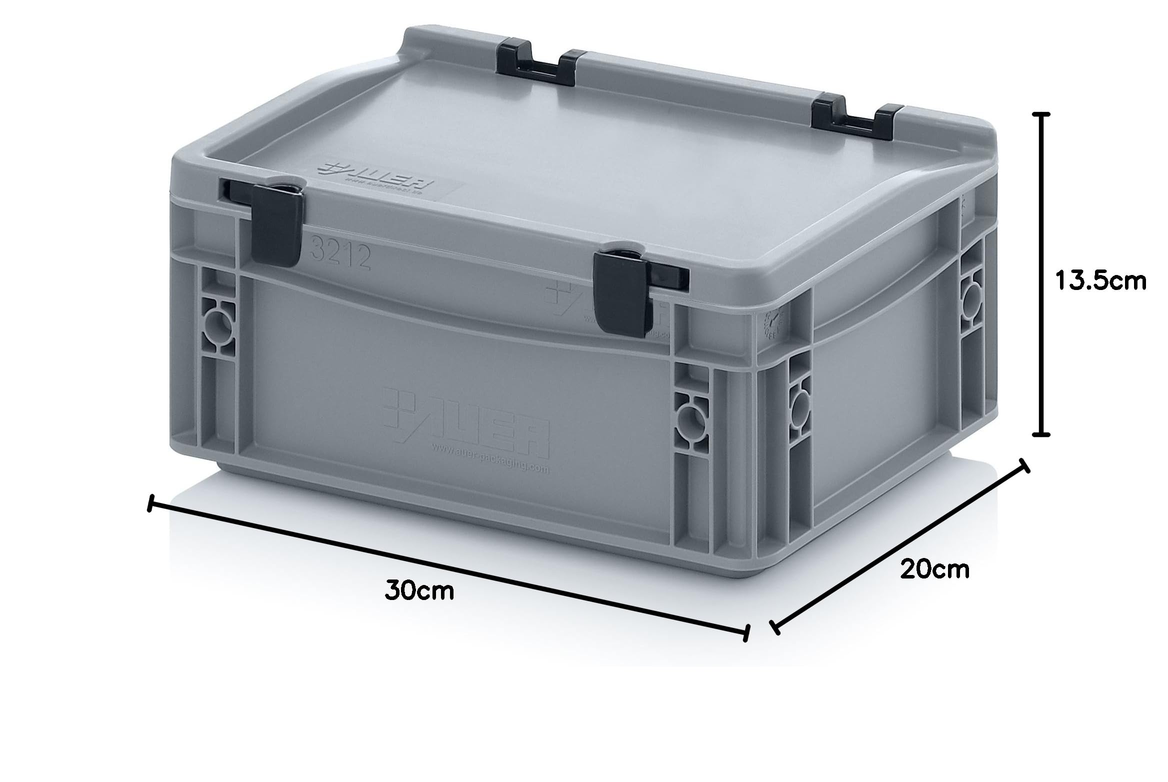 2 x Eurocontainer-Eurobox 80 x 60 x 13,5 cm met scharnierdeksel incl. gratis duimstok set van 2