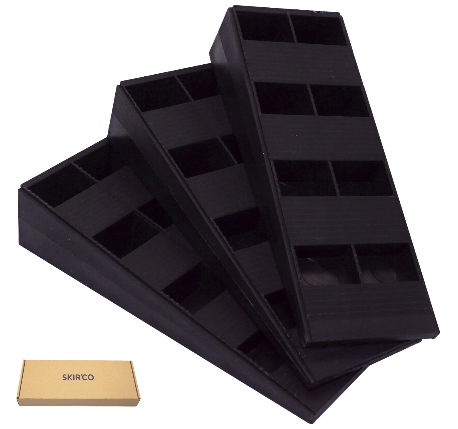 SKIR'CO (4 pcs) Black Plastic Ribbed Wedges 120 x 44 x 25 mm for Leveling Spacing Wedges, Interlocking Wedges - Image 2
