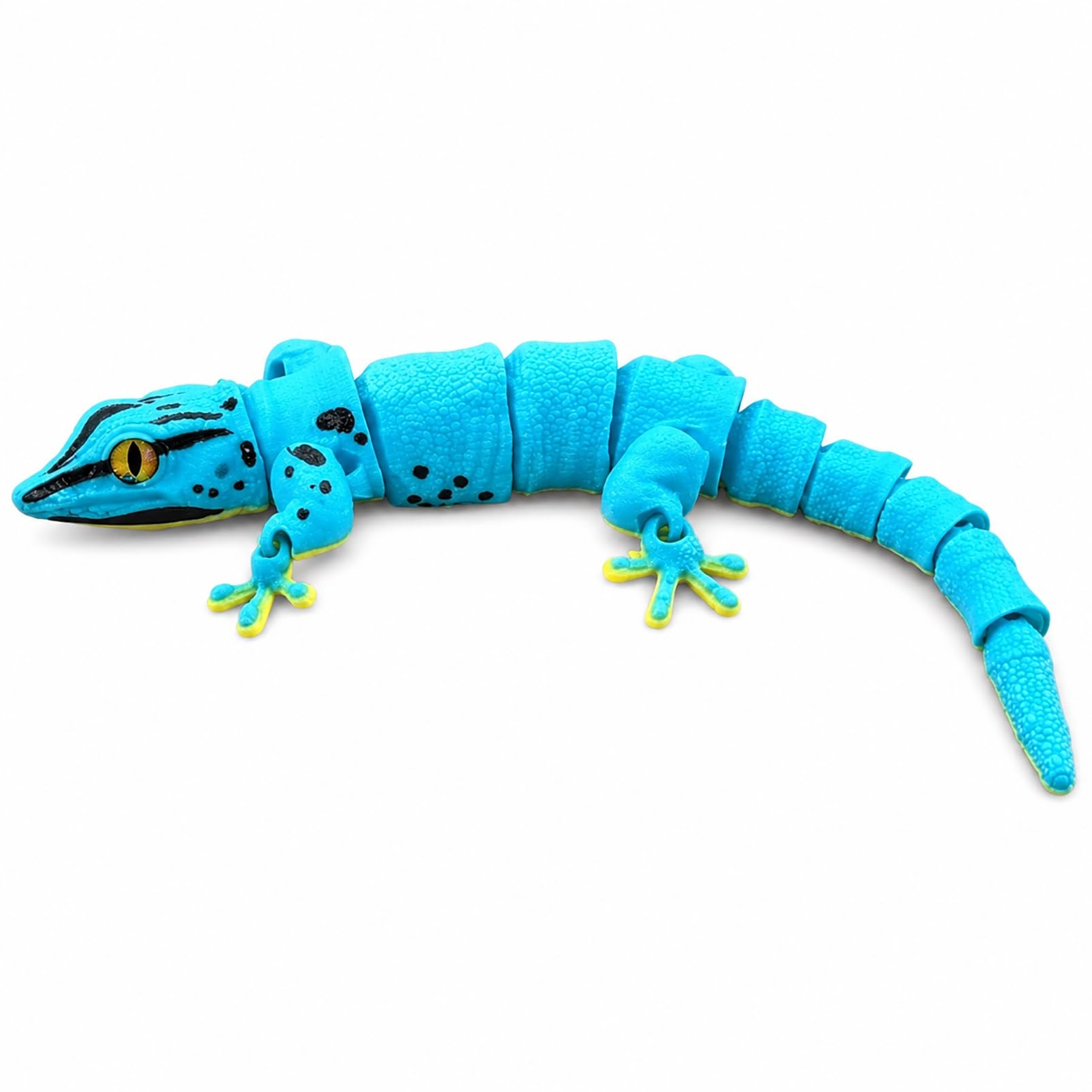 CASOME 3D Printed Giant Day Gecko Figurine, Articulated Gecko Model with Realistic Eyes, Flexible Lizard Desk Decor, Poseable Reptile Ornament for Home Office Shelf Display(Blue)