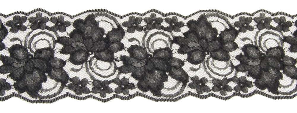 Ribbon Bazaar Lace 4485 4 inch Black by The Yard