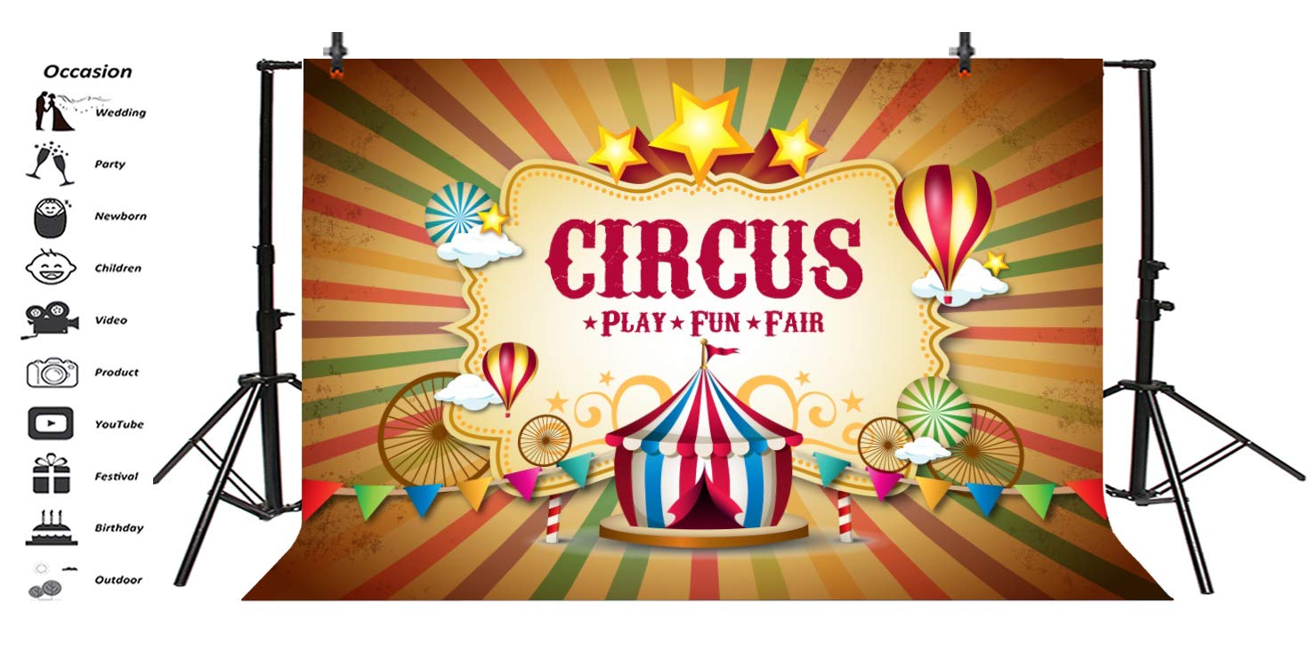 Toile De Fond Vinyle 1,5x1m Cirque Fête Foraine - Pour Photos Et Vidéos