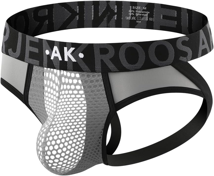 Arjen Kroos Mens Jockstrap Thong Sexy Underwear Mesh Ice Silk Jock Strap Athletic Supporter