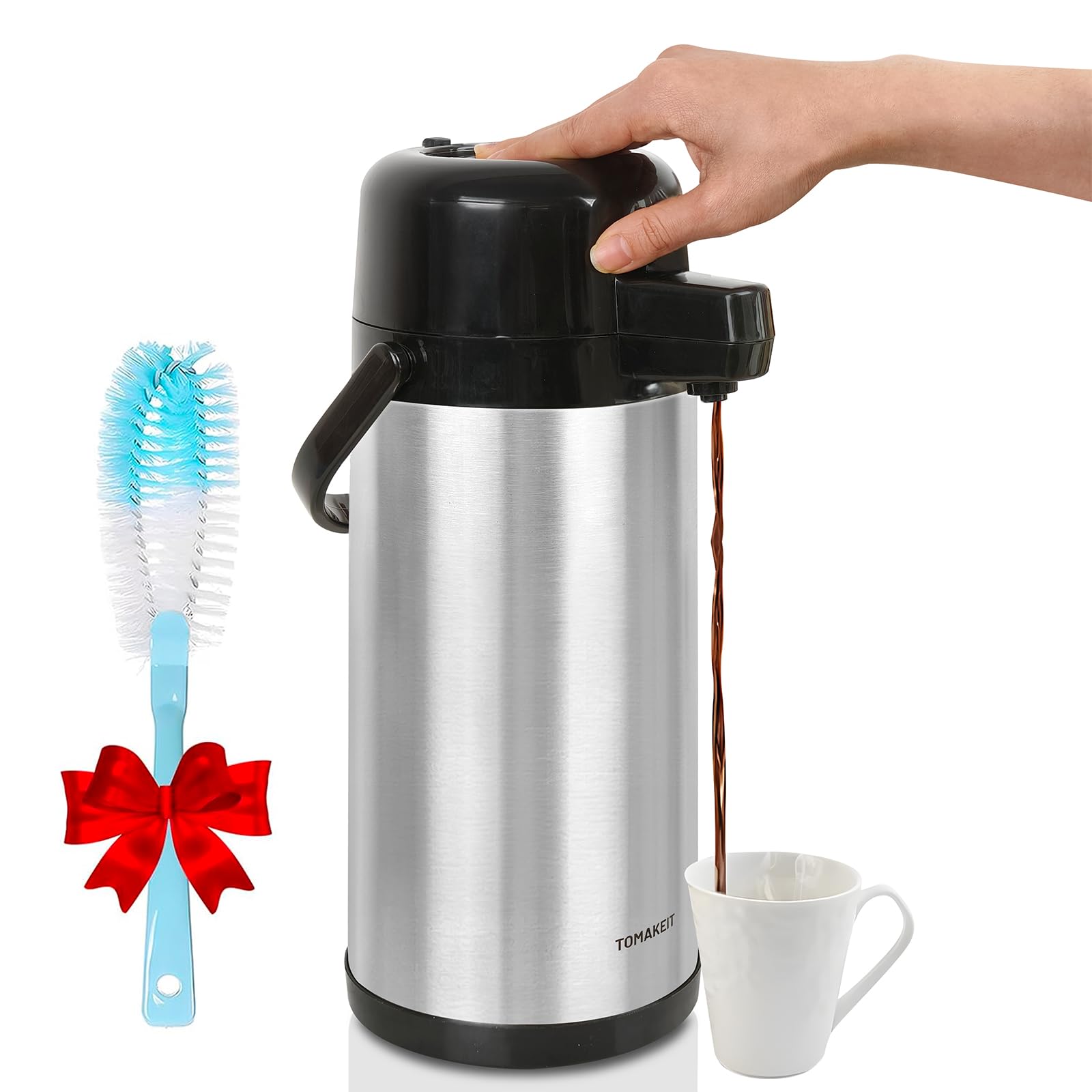 Airpot Coffee Carafe for Keeping Hot,102oz/3L Coffee Dispenser Thermal with Pump,Insulated Stainless Steel Hot Beverage Dispenser for Parties,Thermal Carafe for Hot Drinks Water Tea Chocolate