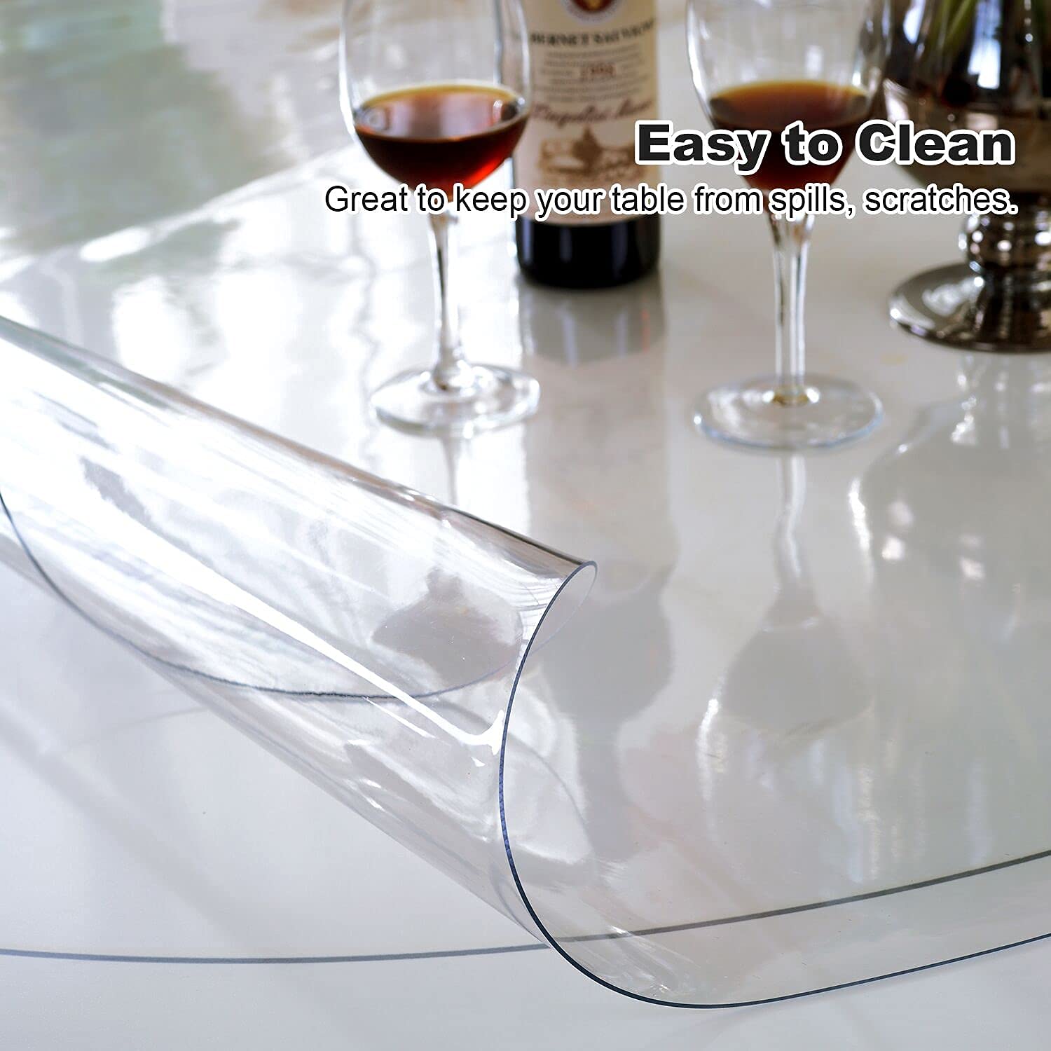 LovePads New Version 2mm Thick Clear 48 Inch Round Table Cover, No Plastic Smell Round Table Protector for Dining Room Table, Round Table Cloth Protector, Round Table Pad