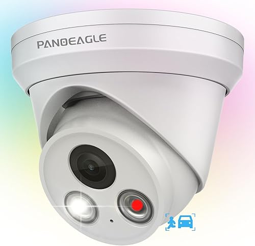 PANOEAGLE Starlight - Torreta de cámara IP POE de 8 MP, cámara de seguridad 4K para exteriores con micrófono integrado, ranura para tarjeta SD,