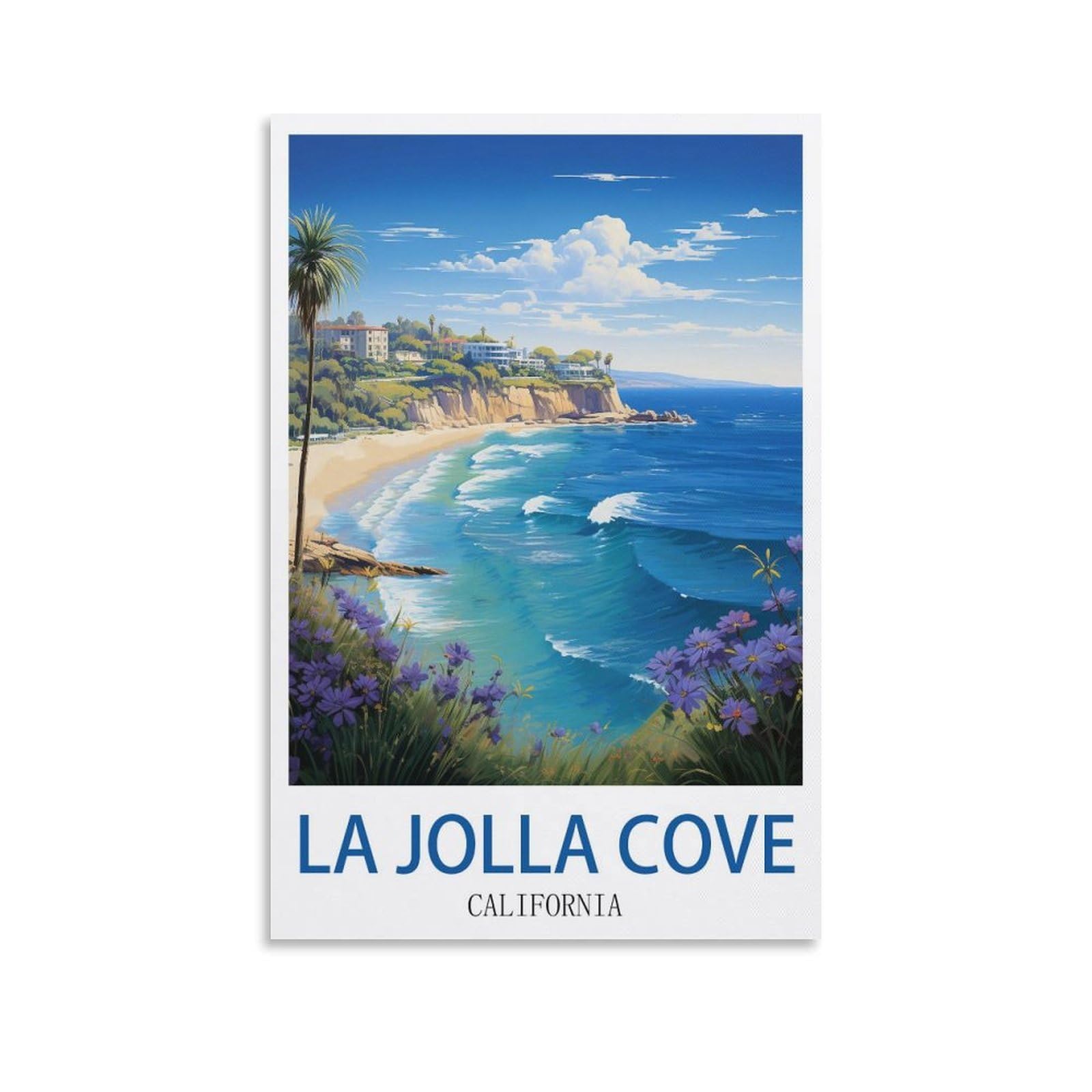 EZMLFA 5D Diamond Art Kits for Beginner,La Jolla Cove California,Diamond Art House DIY Diamond Art Kits for Home Wall Decor 40x40cm