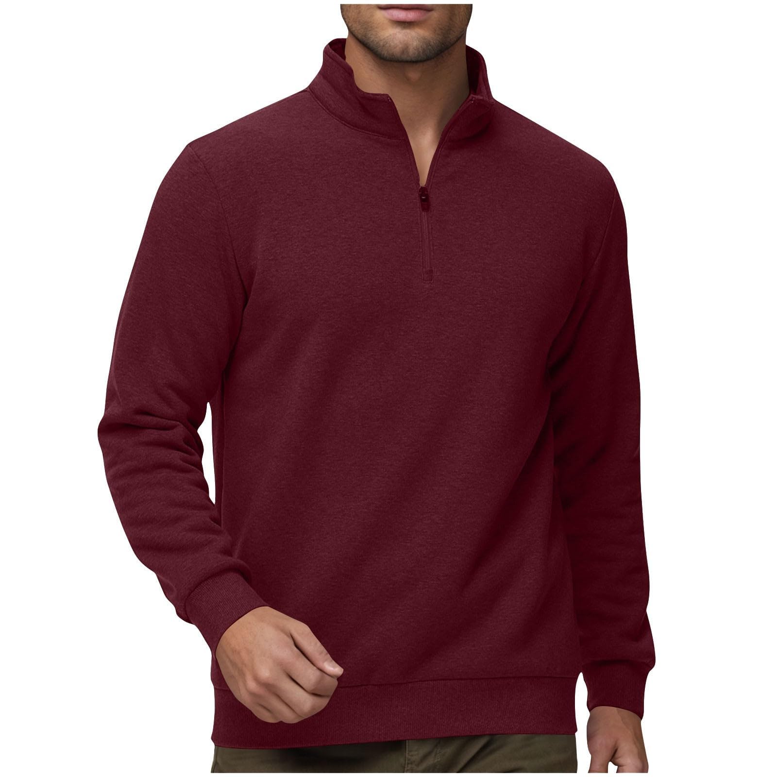 Sudadera sin Capucha para Hombre, con Cremallera de un Cuarto, Forro Polar, Informal, de Manga Larga, Holgada, para otoño e Invierno, cómoda para Uso Diario.