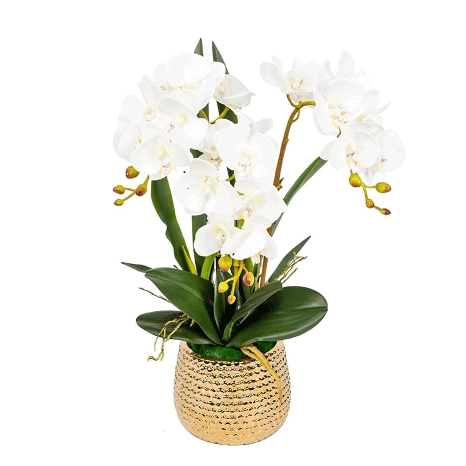 Sztuczny kwiat orchidei w garnku ceramicznym, sztuczny fałszywy układ kwiatowy phalaenopsis do dekoracji domu