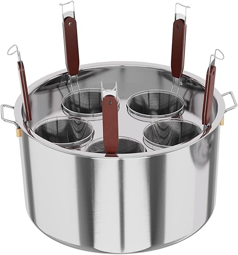 Olla de pasta con cesta coladora, olla grande de 5 agujeros para pasta con inserto para cocinar, olla con tapa de colador, acero inoxidable para