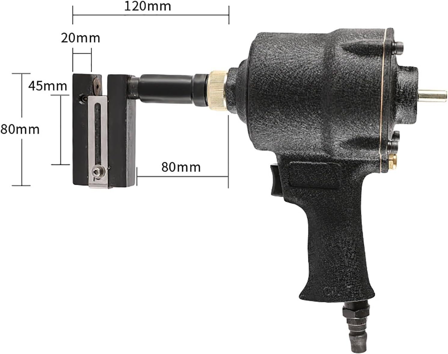 Perforatore Aria Da 10 Mm, Perforatore Pneumatico, Testa Della Pinza Rotazione Di 360°, Intervallo Di Pressione 6-8(KGF/CM*2), Margini Regolabili, Per Porte E Finestre, Fabbrica, Ufficio E Casa