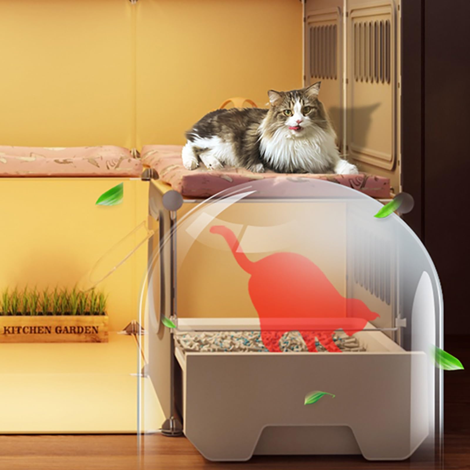 Gabbia per Gatti da Interno, recinti per Gatti, lettiera per Gatti Chiusa, Villa per Gatti, Grande Area Giochi per Gatti con Porta per Gatti, per 1-2 Gatti, furetti, cincillà, Conigli, Picco