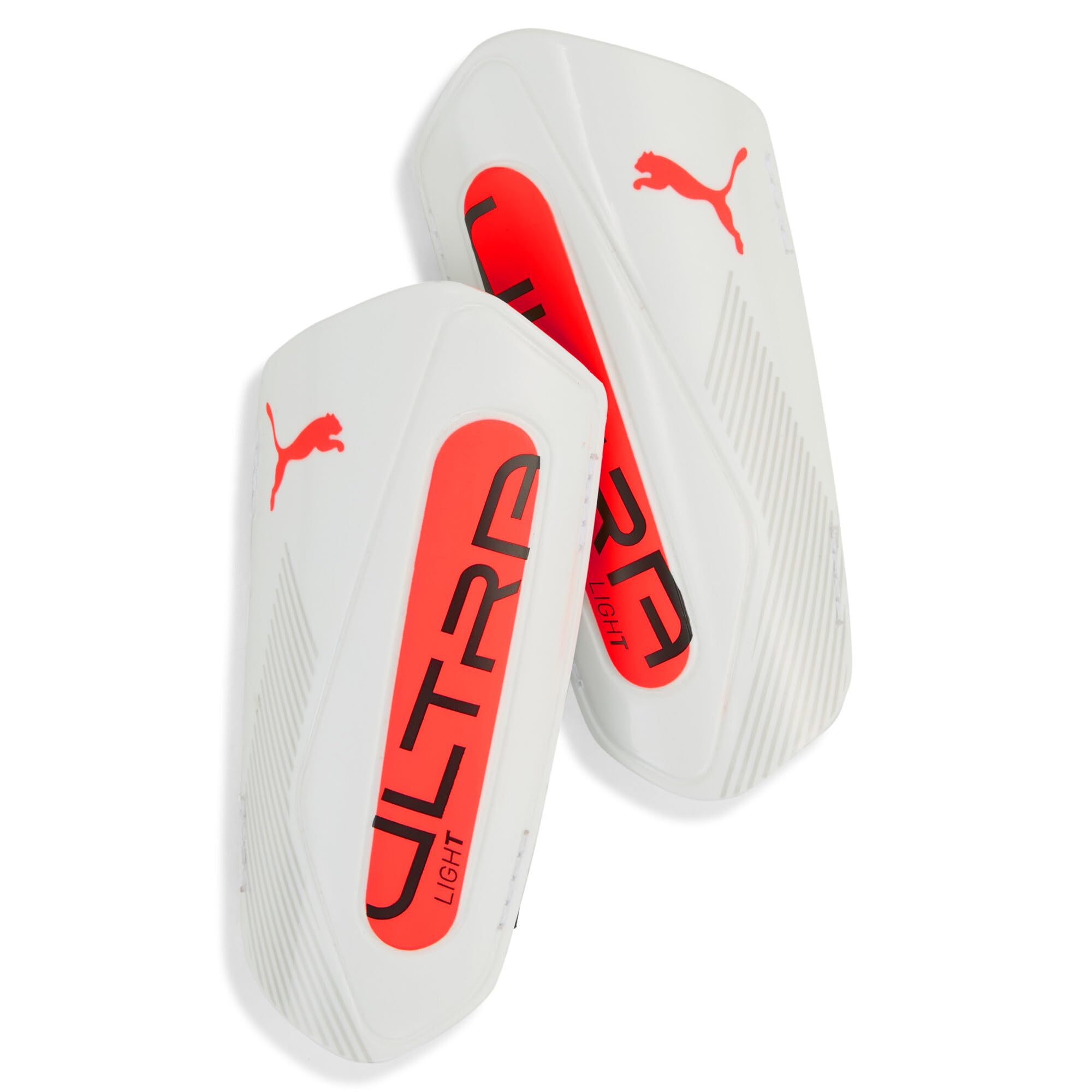 Puma Men's Ultra Light Strap Shin Guards - White/Red - Large