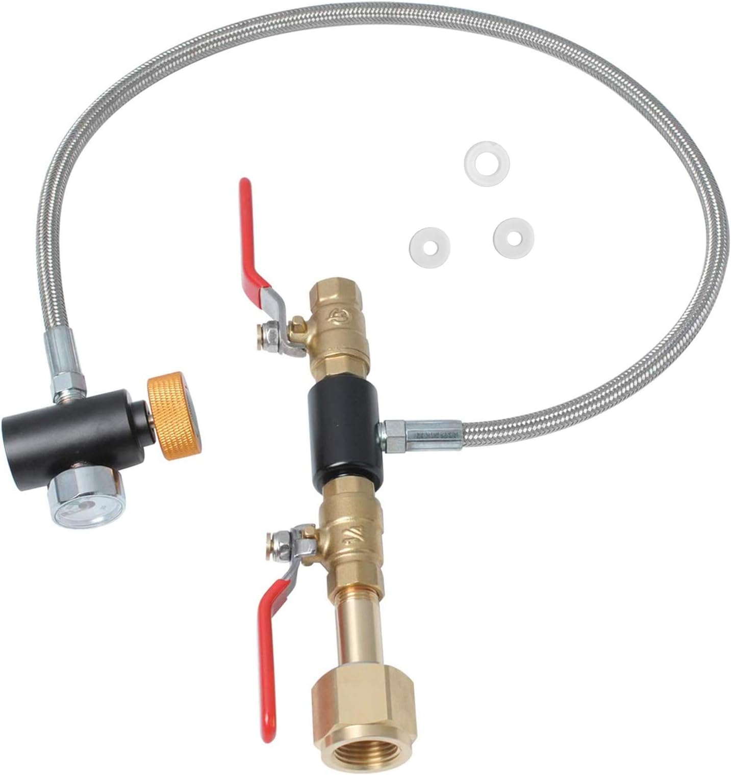 GURUDAR CO2 Cartridges CO2 Tank Direct Adapter with 60Inch High Pressure Stainless Steel Hose, CGA320 CO2 Cylinder to TR21-4 G1/2 Soda Maker direct Connector for SodaStream Sodamate Soda Club