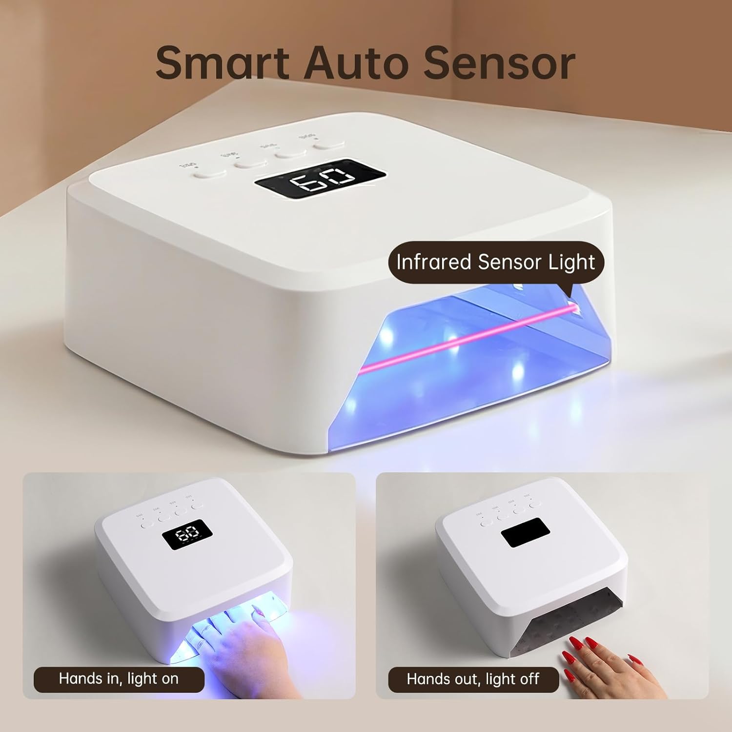 UV Nail Lamp CHRISTINE SHELLY, Rechargeable LED Nail Light Professional Nail Dryer with 4 Timer Setting, Touch Control & Auto Sensor Curing lamp, White Women