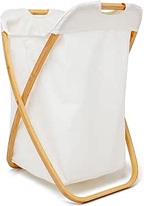 Amazon.com: QUALIAZERO 72L Bamboo X-Frame Laundry Hamper – Foldable ...