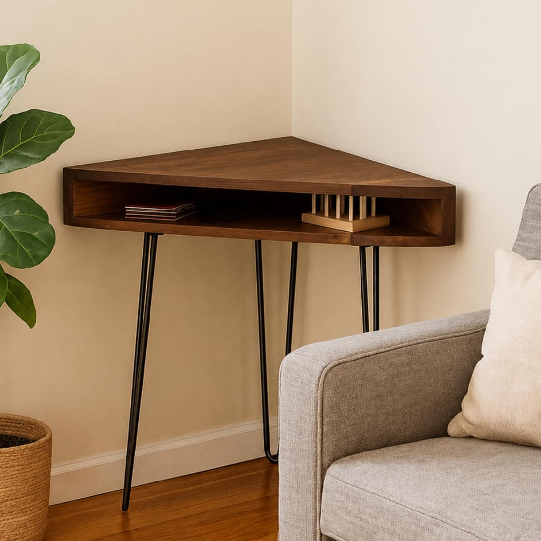 Wooden Expert Desk for Study | Wooden Desktop Table for Home | Wooden Study Table Laptop Office Desk | Corner Table for Living Room Decor | Corner tv Unit