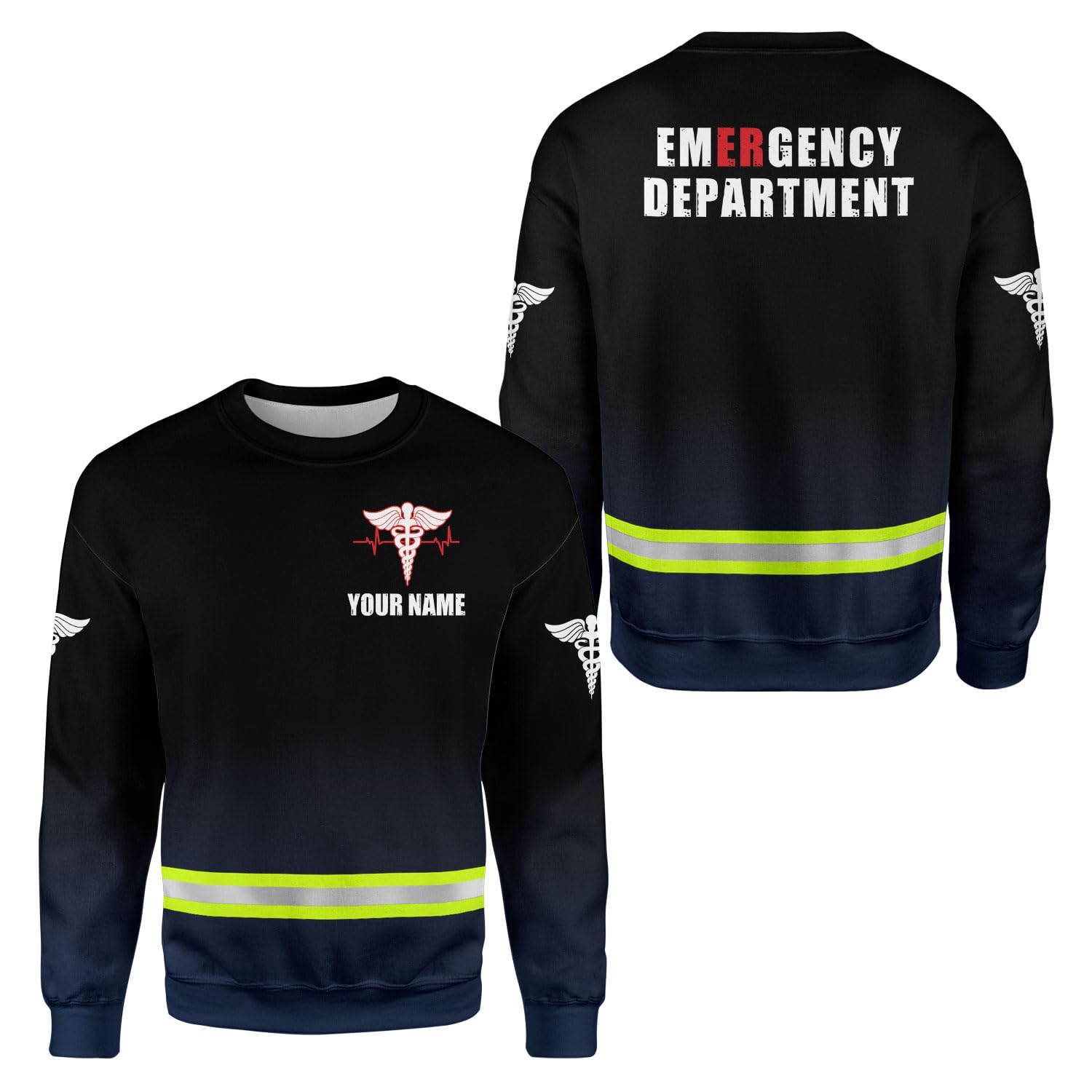 Personalized Emergency Department Shirt Safety Reflective, Emergency Nurse Shirt, Emergency Room Nurse Shirts (US, Alpha, Small, 5X-Large, Regular, Regular, RS50)