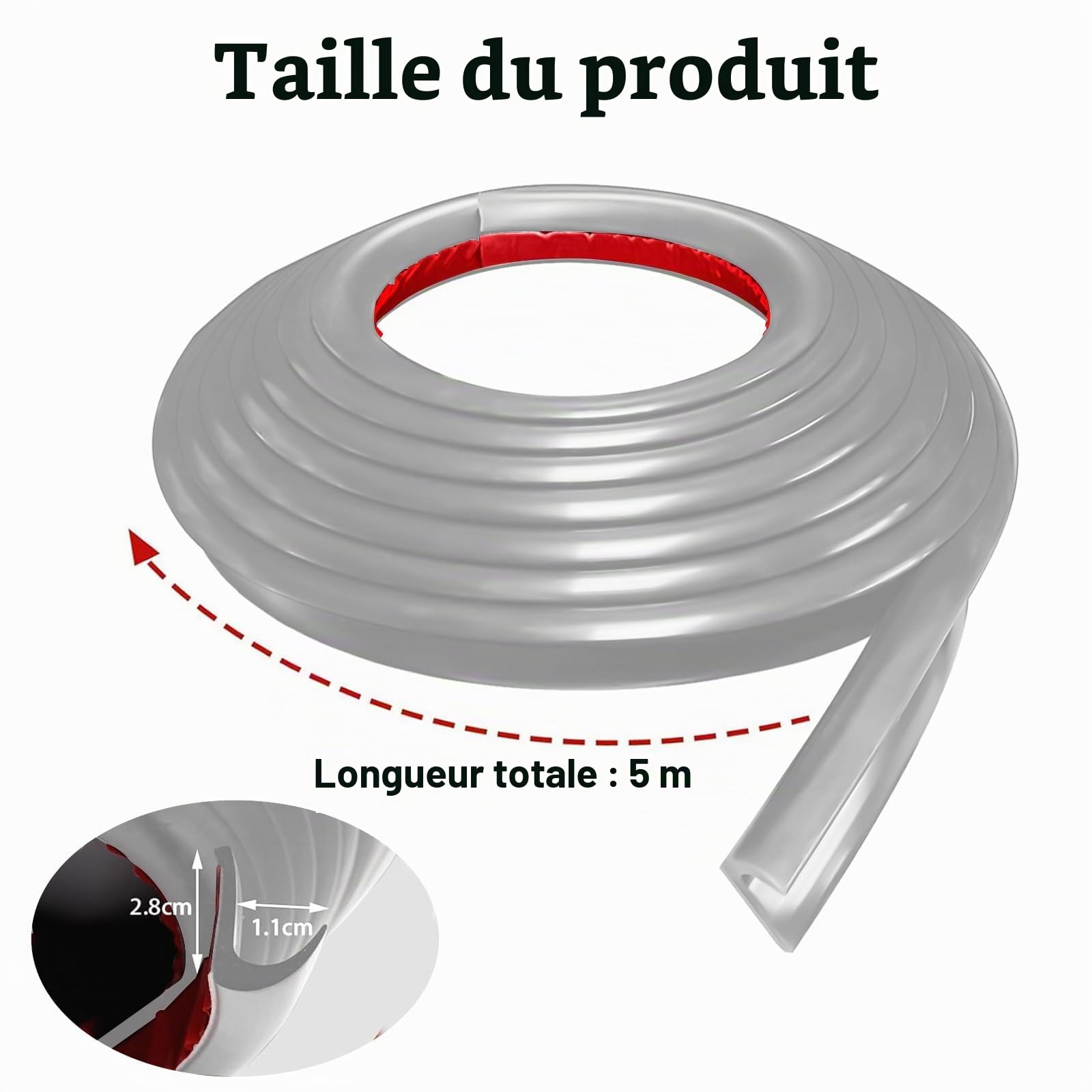 Gouttière de Pluie en Forme de J pour Camping-car, Adhésive au Dos, Gouttes de Pluie Convient pour tous les types de voitures, camions, camping-cars et yachts (Gris, 5M)