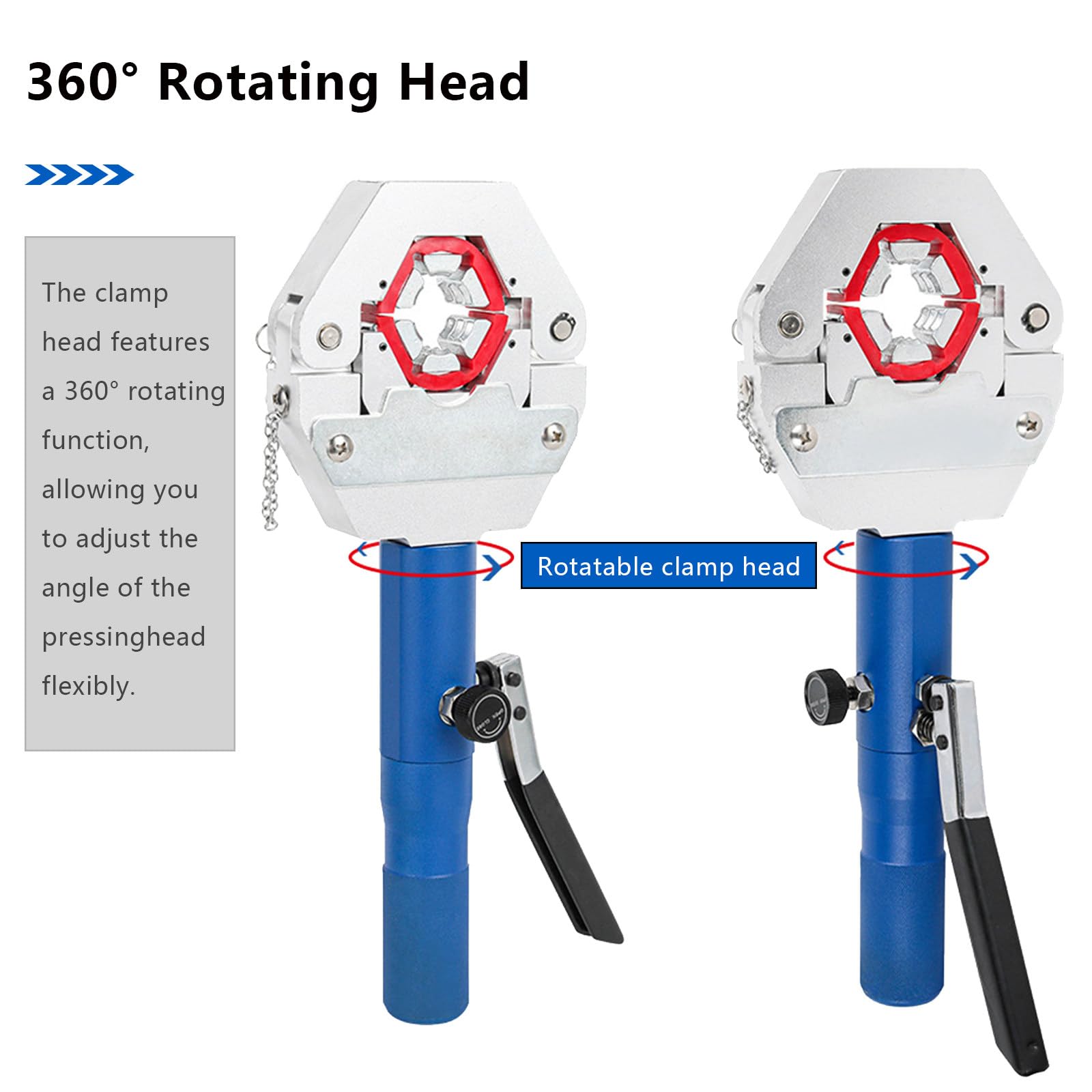 Kit de herramientas de crimpado hidráulico con cabezal giratorio y agarre ergonómico para reparación de mangueras de aire acondicionado