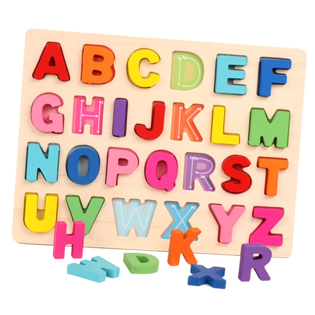 Puzzle Educativo de Madera para Números y Alfabeto Mayúsculas Colores Brillantes Juguetes Didácticos para Desarrollo Cognitivo y Habilidades Matemáticas Seguro y Ecológico