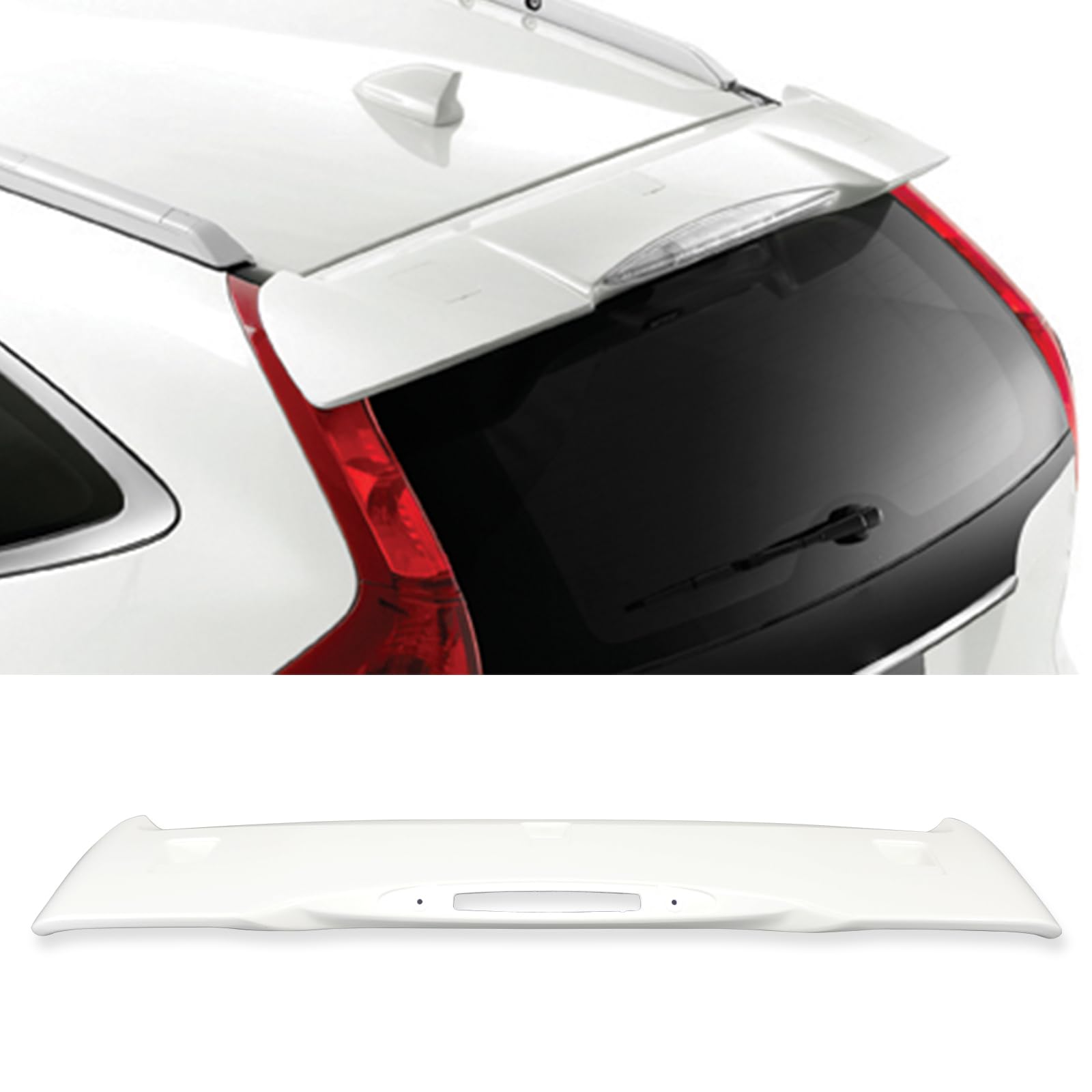 IKON MOTORSPORTS, Rear Window Roof Spoiler Compatible with 2012-2016 Honda CR-V CRV, OE Style Painted #NH578 Taffeta White ABS Plastic Top Roofline