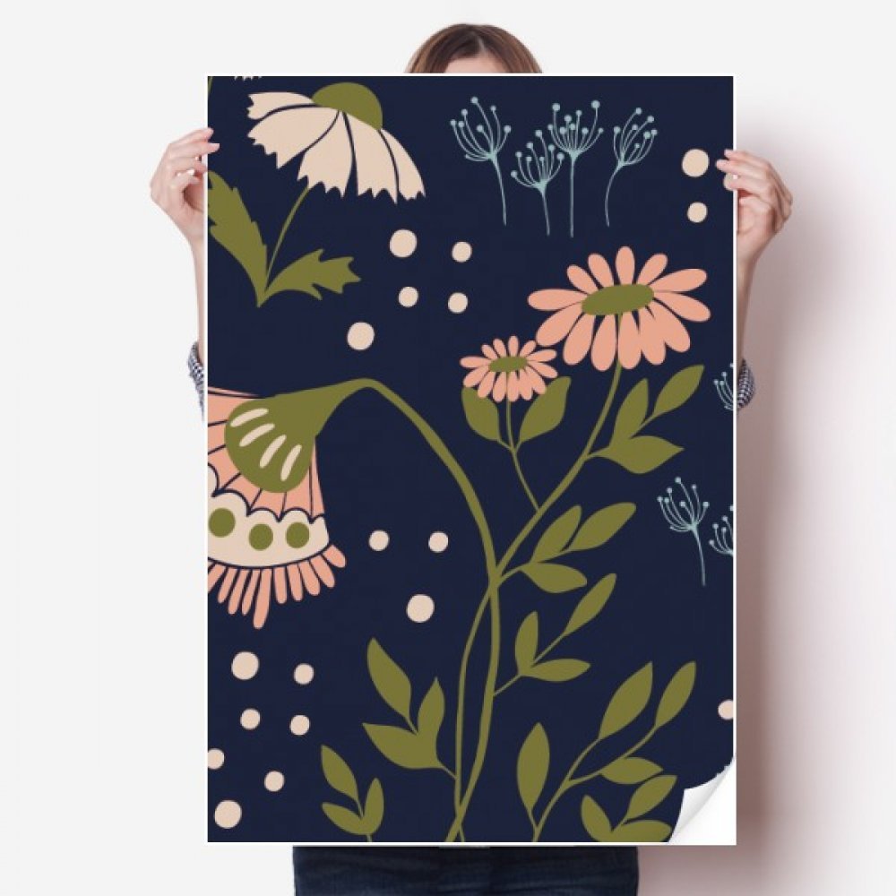 Fleur de peinture rose sauvage autocollant de mur vinyle lavable