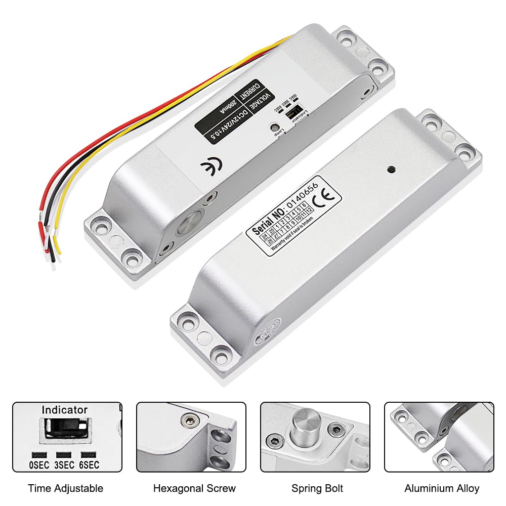 GXYKit de système de contrôle d'accès de porte RFID Clavier étanche à empreinte digitale IP68, Serrure à verrou électronique, Alimentation 12V 3A, Bouton de commutation, 10pcs IC 13.56MHz Keychains