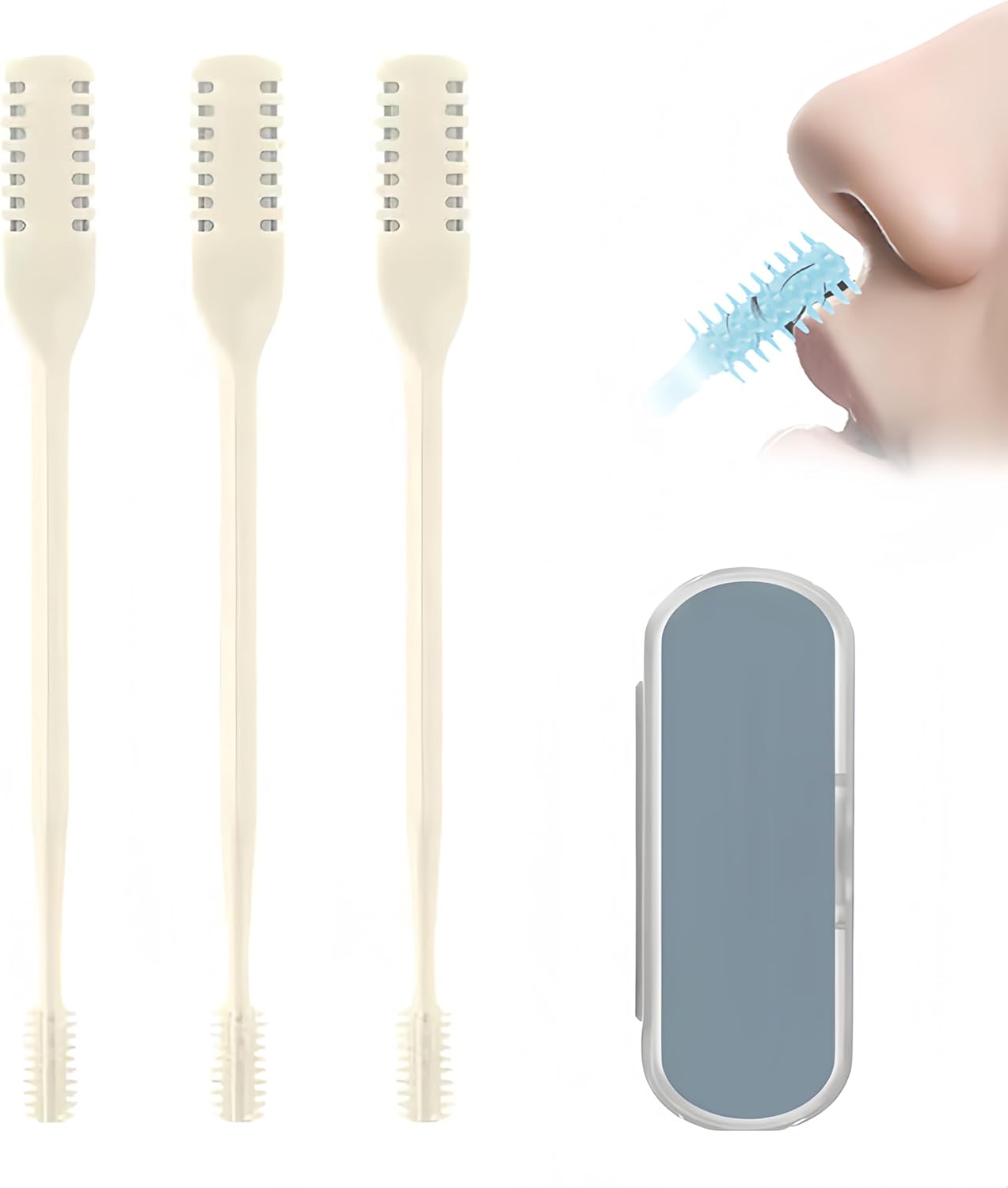 Nasal Hair Cutter Portable Travel Essentials for Men Women,2026 Nostril Hair Removal Tools Double Sided Indoor Outdoor,360° Rotating Manual Nose Hair Trimmer (Beige, 3 Pcs)