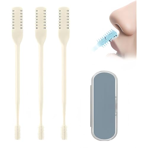 Nasal Hair Cutter, Universal 360° Rotating Nasal Hair Double Sided Nose Hair Knife Nose Manual Nose Hair Trimmer, Portable Nose Hair Knife for Women and Men (Beige, 3 Pcs)