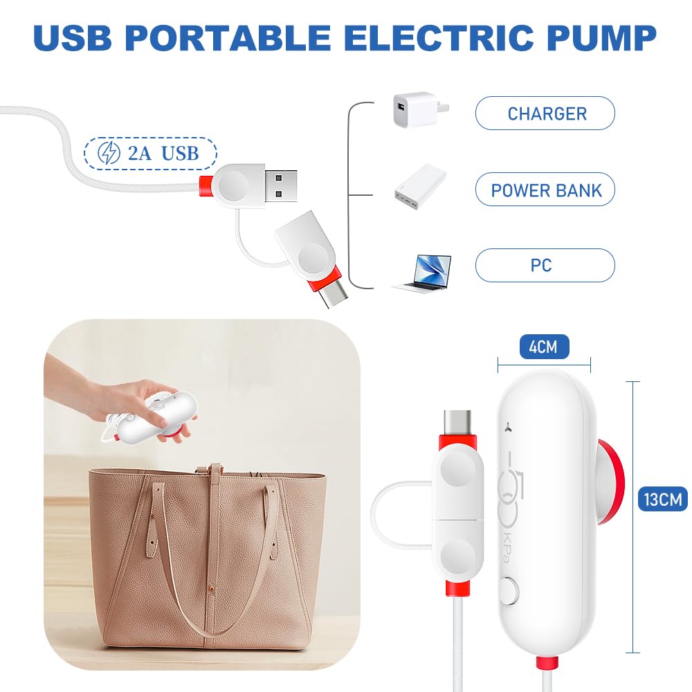 Vacbird Vacuum Storage Bags with Electric Pumps, Vacuum Bags for Travel Luggage and Clothing,15 Pack, White, Electric pump + 15 bags - Image 3