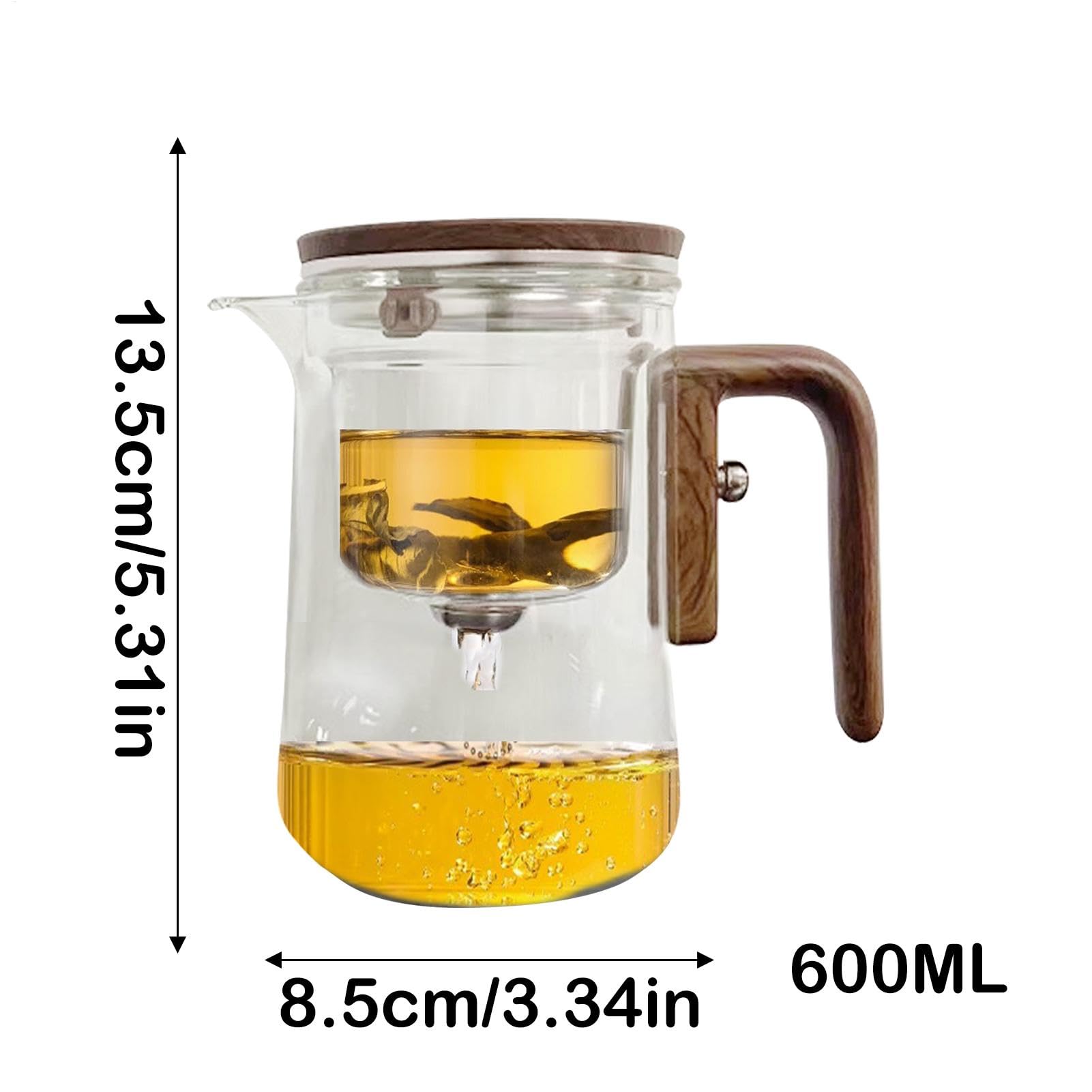 Enchanti Teapot, Enchanti Magnetic Magic Teapot With Tea Infuser, Clear Heat Resistant Tea Leaves Filter Carafe With Wood Handle,Anti-Spill