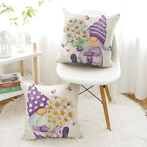 Miniatura 4 de All Smiles Juego de 4 fundas de almohada moradas de 16 x 16 pulgadas, para exteriores, primavera, verano, decoración del hogar para patio, sofá,