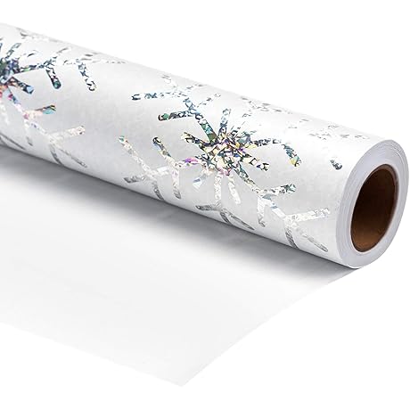 RUSPEPA Rainbow Shining Snowflake Design Wrapping Paper Jumbo Roll