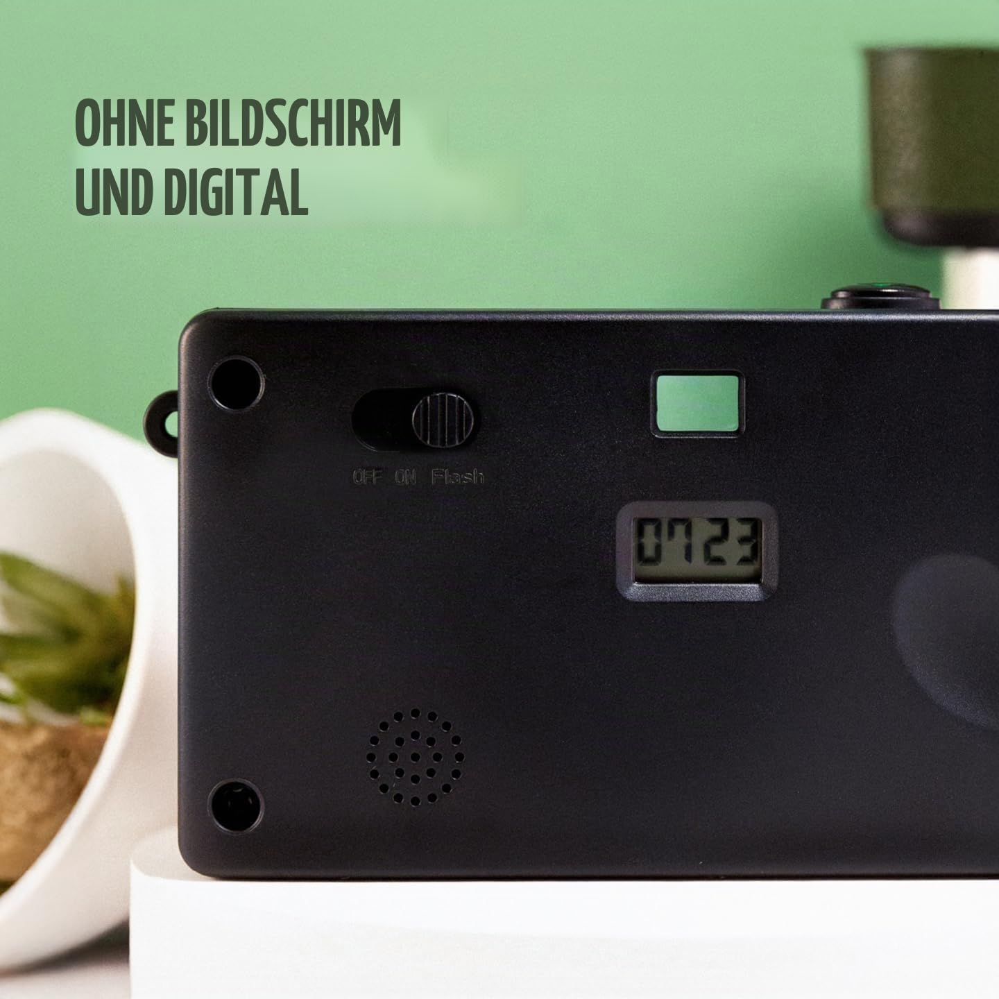 CampSnap Digitale Kompaktkamera ohne Bildschirm - Speicher für 2000 Fotos - 8M Pixel - Wiederaufladbare Batterie - Vintage - Grün