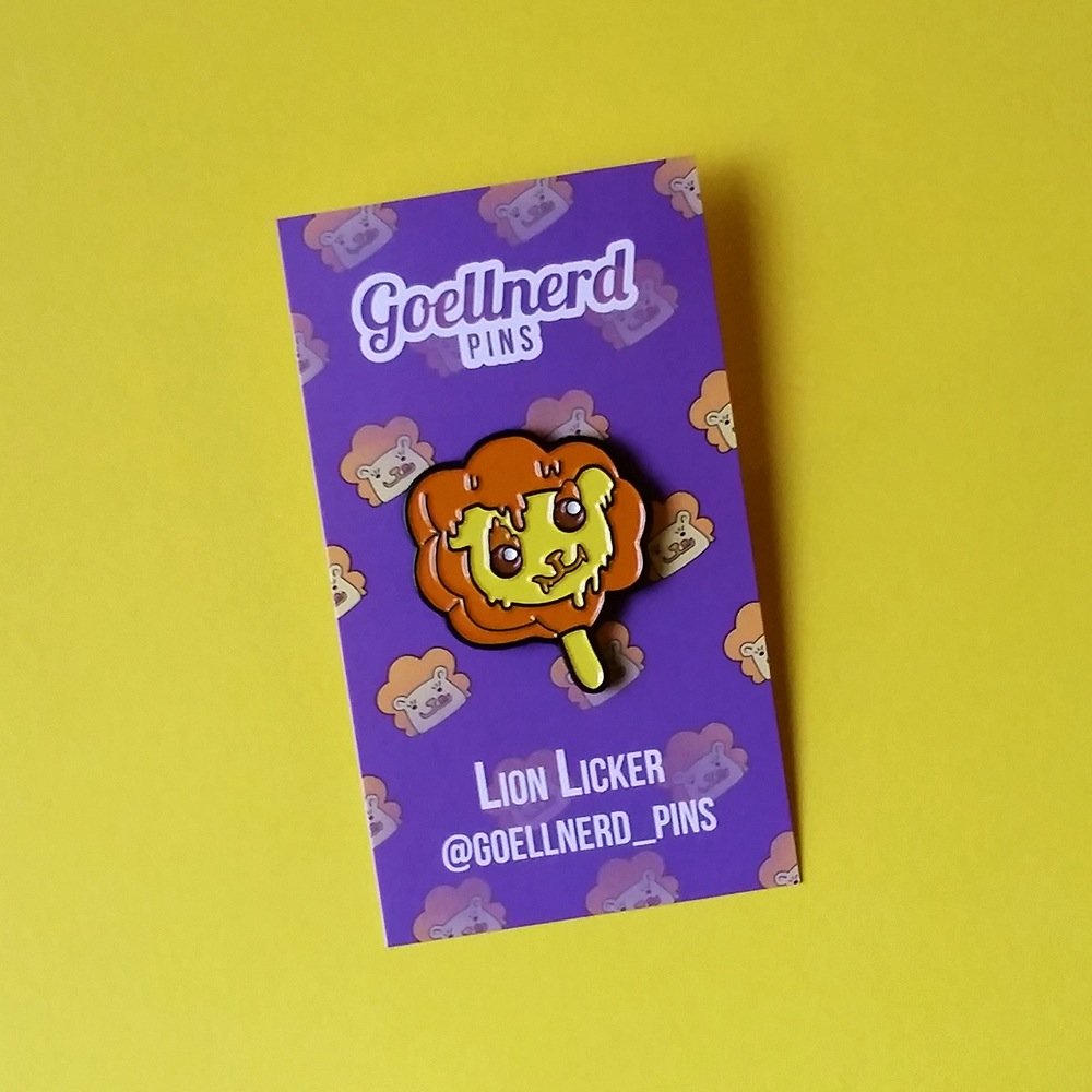 Lion Licker Enamel Pin by Goellnerd