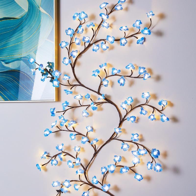 Glow Vine Willow Branch Wall Lights with USB Powered Remote Christmas Decor，Blue：2.3 Meters, 144 LEDs & USB & Remote