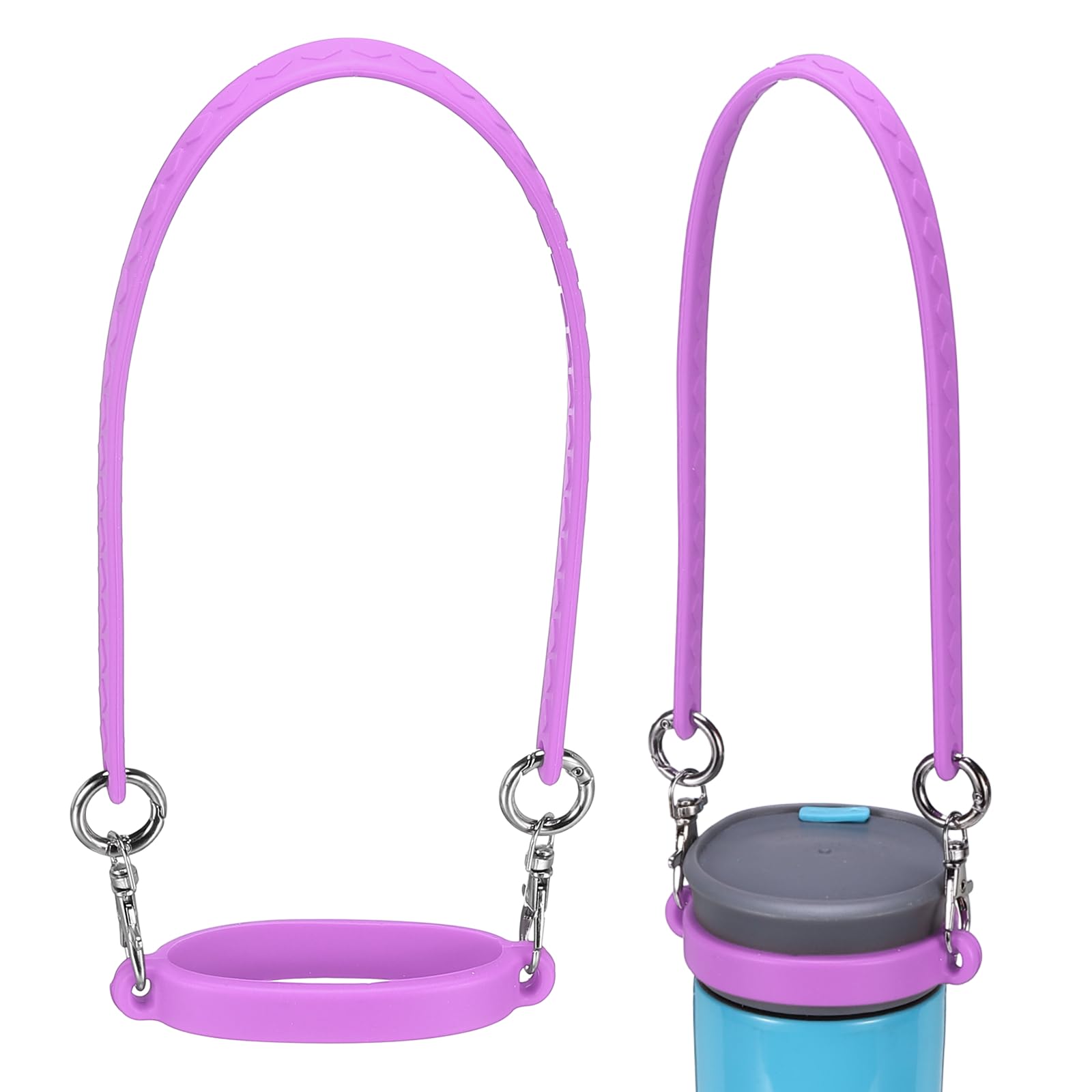 YELARXI Silicone Water Bottle Handle, Water Bottle Handle Strap Universal Carrier Strap for Stanley Cup Accessories & Purple-Fitting for (Hiking/Camping/Gym/Fitness/Travel/Outdoor Use)