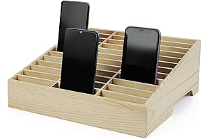 36-Grid Wooden Cell Phone Holder: Classroom Organization Essential