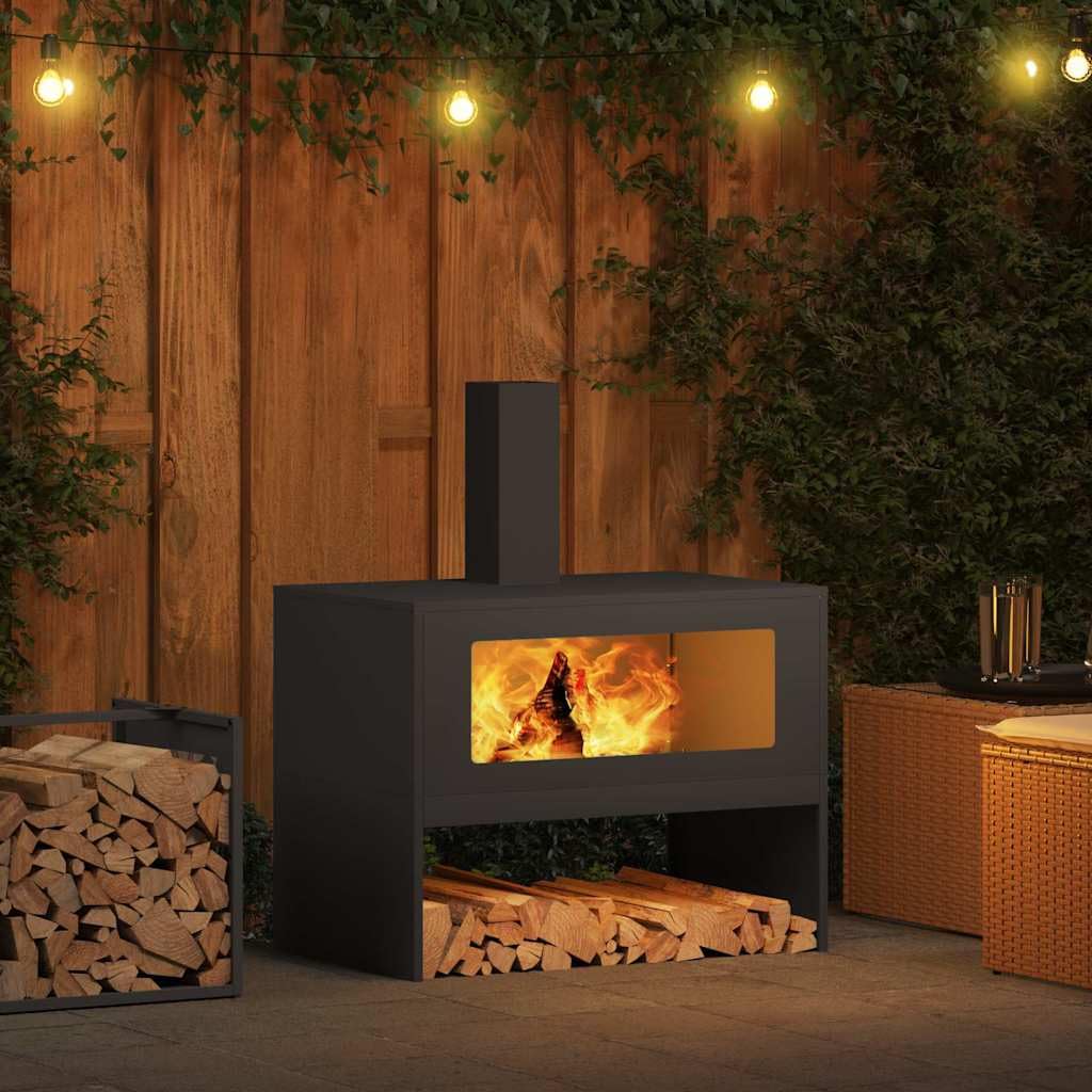 vidaXL Braise Noir 80 x 50 x 96 cm Acier laminé à Froid, Foyer extérieur, feu Moderne, Point de Jardin, Solution de Chauffage Robuste pour terrasse