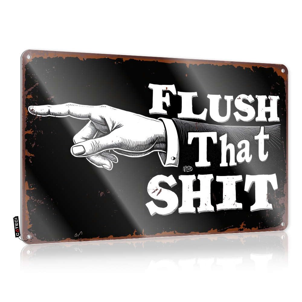 Fzfn Colour Home Tin Metal Decor Rustic Reusable | Flush That Shit Old Metal Wall Decor For Crossing Home(20X30cm)