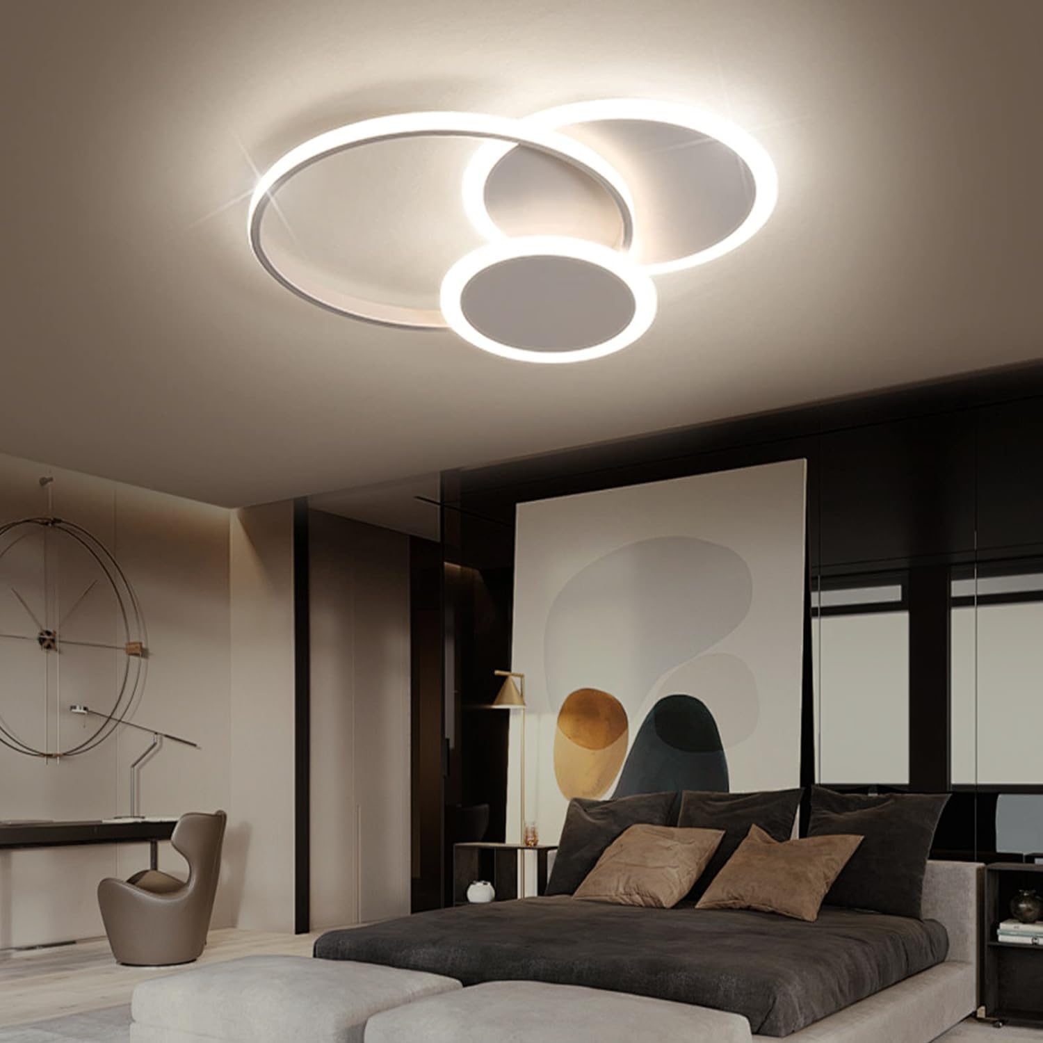 Lampadario Camera da Letto, Plafoniera LED Soffitto Moderna | lampadario Dimmerabile 3000K-6000K con Telecomando, luce a soffitto 42 * 35cm