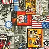 BREITE: ca. 140 cm Dekostoff Route 66 Canvasstoff Motorräder Straße - Preis gilt für 0,5 Meter